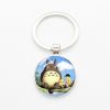 1PCS Anime My Neighbor Totoro Keychain Kawaii Cartoon Animal Round Shaped Glass Dome Key Ring Gifts 1 - Totoro Merchandise