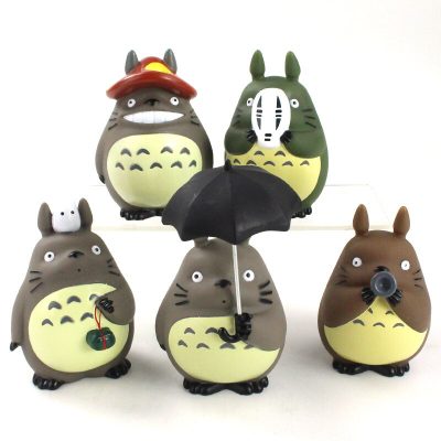 5pcs lot My Neighbor Totoro Action Figure Miyazaki Hayao Anime Wth Umbrella Mask Model Toy Car 1 - Totoro Merchandise