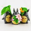 8pcs Lot My Neighbor Totoro Figure Toy Chinchilla with Flowers Miyazaki Hayao Anime Mini Model Doll 3 - Totoro Merchandise