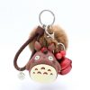 Cute Animal Crossing Totoro Animal Keyring Fur Pompom Women Keychain Trinket Key Chains Car Bag Pendent 4 - Totoro Merchandise