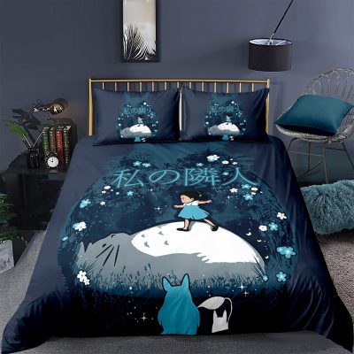 My Neighbor Totoro Bedding Set Cartoon Kids Gift Anime Bed Linen Quilt Duvet Cover Sets Home 11 - Totoro Merchandise