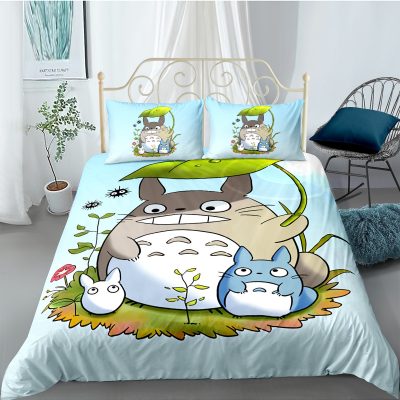 My Neighbor Totoro Bedding Set Cartoon Kids Gift Anime Bed Linen Quilt Duvet Cover Sets Home 12 - Totoro Merchandise