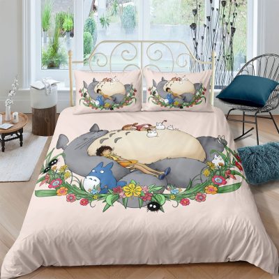 My Neighbor Totoro Bedding Set Cartoon Kids Gift Anime Bed Linen Quilt Duvet Cover Sets Home 8 - Totoro Merchandise