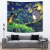 Totoro Starry Night Studio Ghibli Tapestry Horizontal LARGE COUCH Mockup - Totoro Merchandise