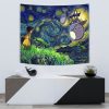 Totoro Starry Night Studio Ghibli Tapestry Horizontal OVER STAND Mockup - Totoro Merchandise