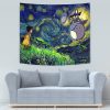 Totoro Starry Night Studio Ghibli Tapestry Horizontal SMALL COUCH Mockup - Totoro Merchandise