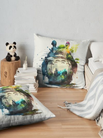 Totoro Style Something Throw Pillow Official Totoro Merch