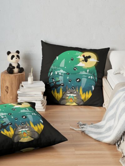 New Spirited Away, Kiki, Totoro, Ghibli Totoro, Studio Ghibli,My Neighbor Totoro Manga Throw Pillow Official Totoro Merch