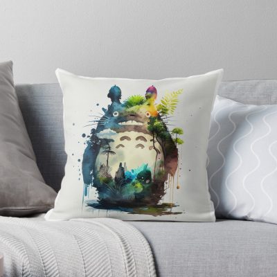 Totoro Style Something Throw Pillow Official Totoro Merch