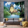 Anime cartoon Totoro hanging cloth Dormitory bedside background cloth Bedroom decoration tapestry Large size cute wall 1 - Totoro Merchandise