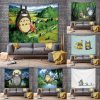 Anime cartoon Totoro hanging cloth Dormitory bedside background cloth Bedroom decoration tapestry Large size cute wall - Totoro Merchandise