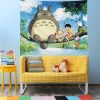 Dormitory Background Fabric Hanging Cloth Cartoon Totoro Tapestry Decoration Bedroom Room Photo Layout Bed Head Wall 1 - Totoro Merchandise