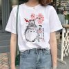 Totoro and Mei Satsuki Sakura Flower T Shirt Anime Kawaii Print Blouse Studio Ghibli Movie Circle - Totoro Merchandise