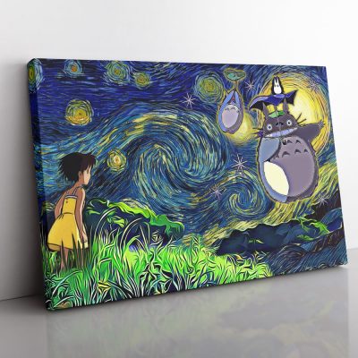 Satsuki & Totoro Starry Night Wall Art